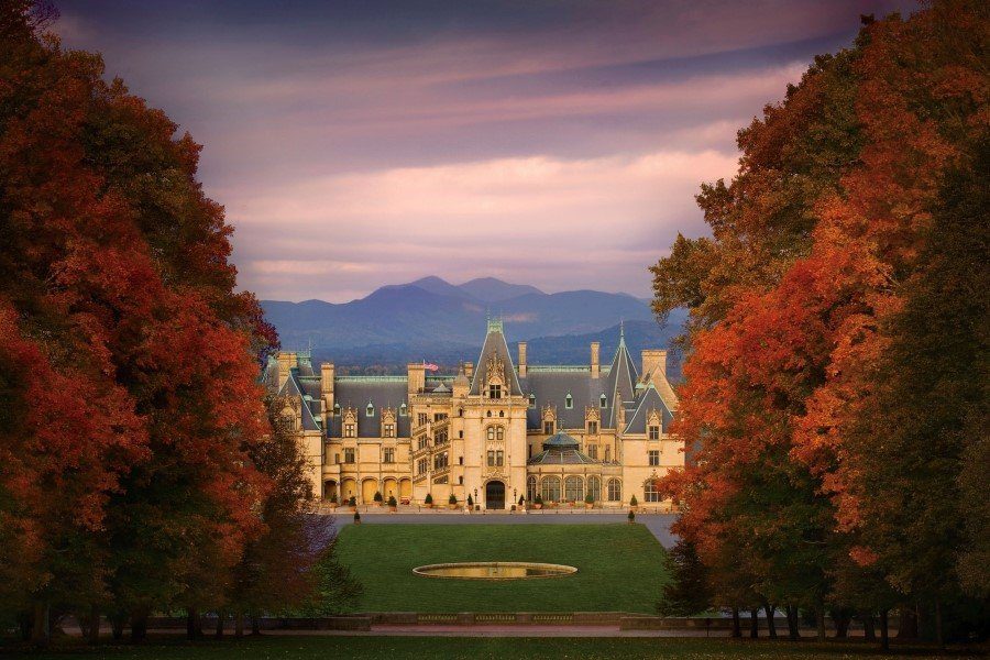 The Biltmore during autumn with fall foliage